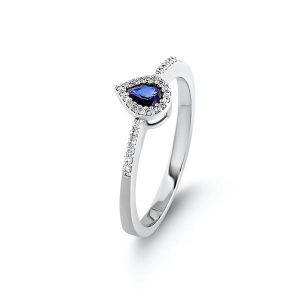 Złoty Pierścionek z Szafirem 0,31ct i Brylantami  PBD6090S