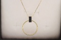 Złoty Naszyjnik 50 cm - Zawieszką Koło i Czarnymi Cyrkoniami 5.jpg