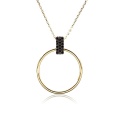 Złoty Naszyjnik 50 cm - Zawieszką Koło i Czarnymi Cyrkoniami.jpg