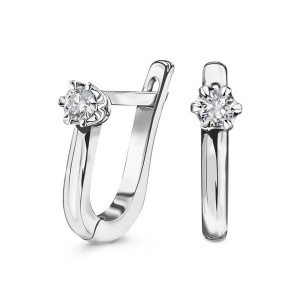 Kolczyki z brylantem - białe złoto 