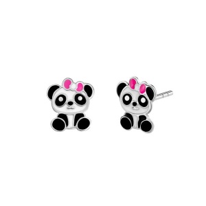 Srebrne Kolczyki Panda