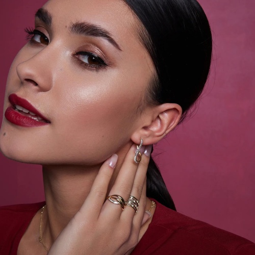 złote kolczyki z cyrkoniami - łezka i nieskończoność2.jpg