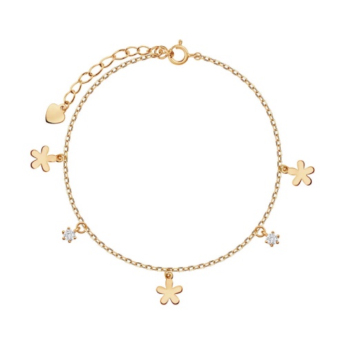 pozłacana srebrna bransoletka - kwiaty i cyrkonie5.jpg