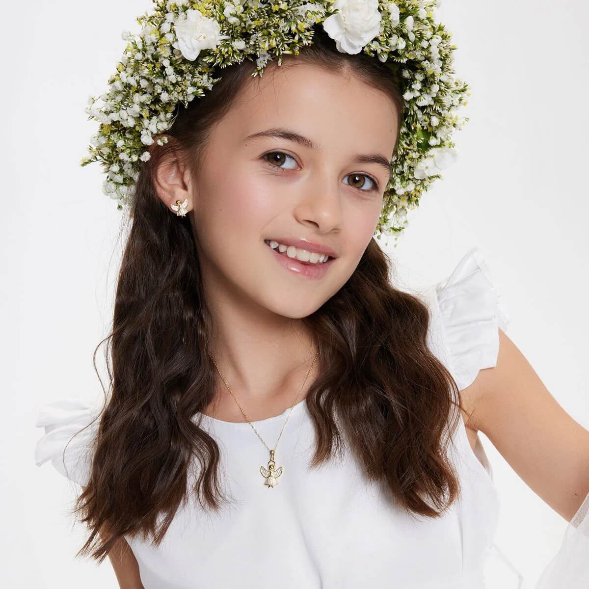 Pozłacane Srebrne Kolczyki z Cyrkoniami Aniołki