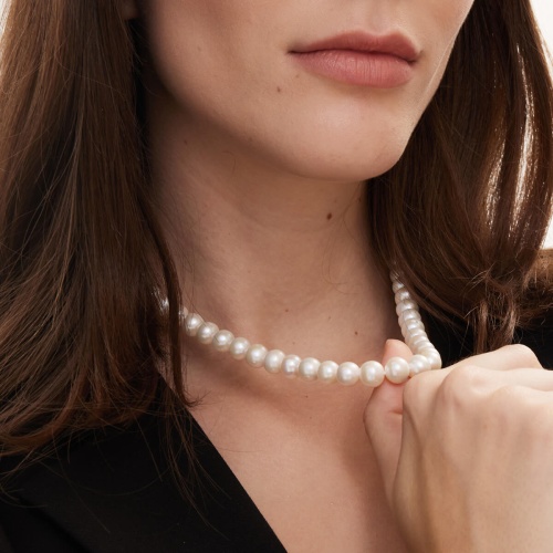 Naszyjnik z białych pereł naturalnych słodkowodnych -  Klasa A - średnica 8-9 cz5.jpg