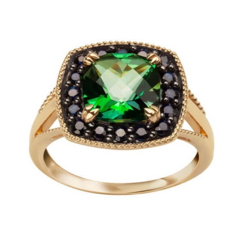 Złoty Pierścionek z Topazem Zielonym Kamieniem