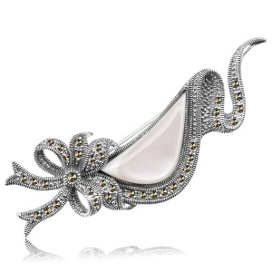 Broszka srebrna - Ozdobna z masą perłową 