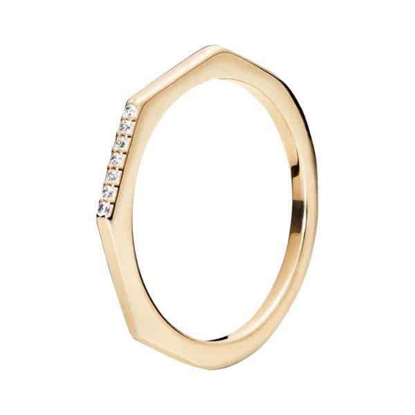 Srebrny Pierścionek Pozłacany z Cyrkoniami 