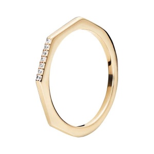 Srebrny Pierścionek Pozłacany z Cyrkoniami 