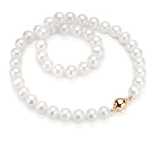 Naszyjnik z Pereł Naturalnych Słodkowodnych Klasy A - średnica 10-11 mm  - Calabria