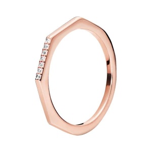 Pierścionek Różowe Złoto z Cyrkoniami